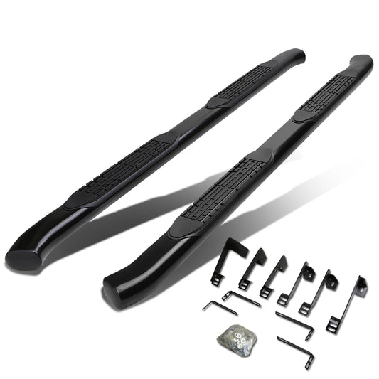 ESTRIBOS 4" - OVAL - 45 DEG - 99-16 CHEVY SILVERADO 1500, 2500, 3500 - CREW CAB - BLACK