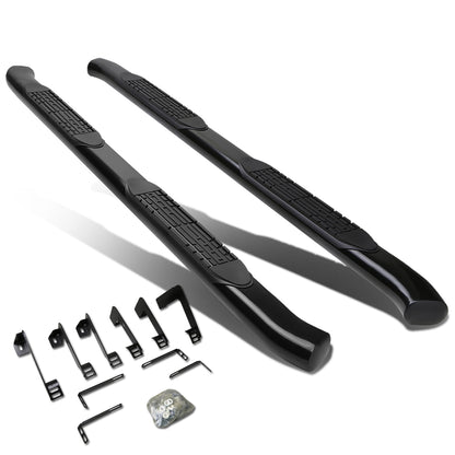ESTRIBOS 4" - OVAL - 45 DEG - 99-16 CHEVY SILVERADO 1500, 2500, 3500 - CREW CAB - BLACK