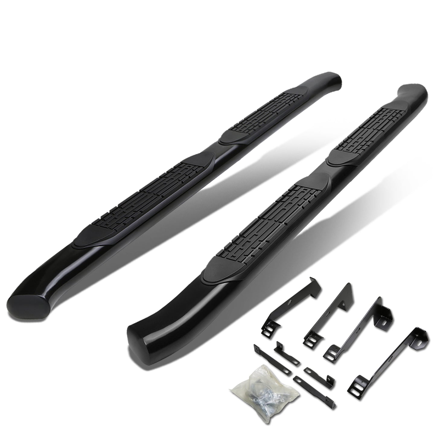 ESTRIBOS 4" - OVAL - 45 DEG - 02-08 DODGE RAM 1500 / 03-09 RAM 2500, 3500 - QUAD CAB - BLACK