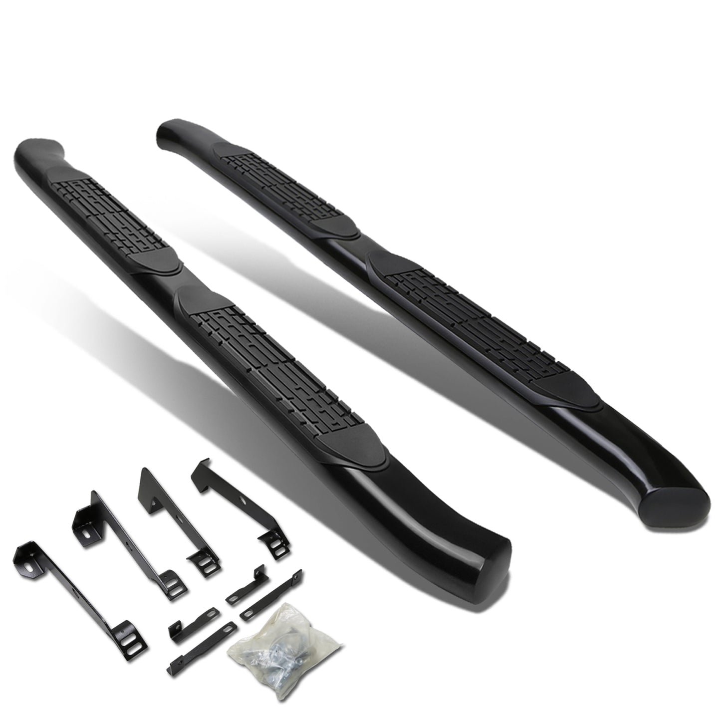 ESTRIBOS 4" - OVAL - 45 DEG - 02-08 DODGE RAM 1500 / 03-09 RAM 2500, 3500 - QUAD CAB - BLACK