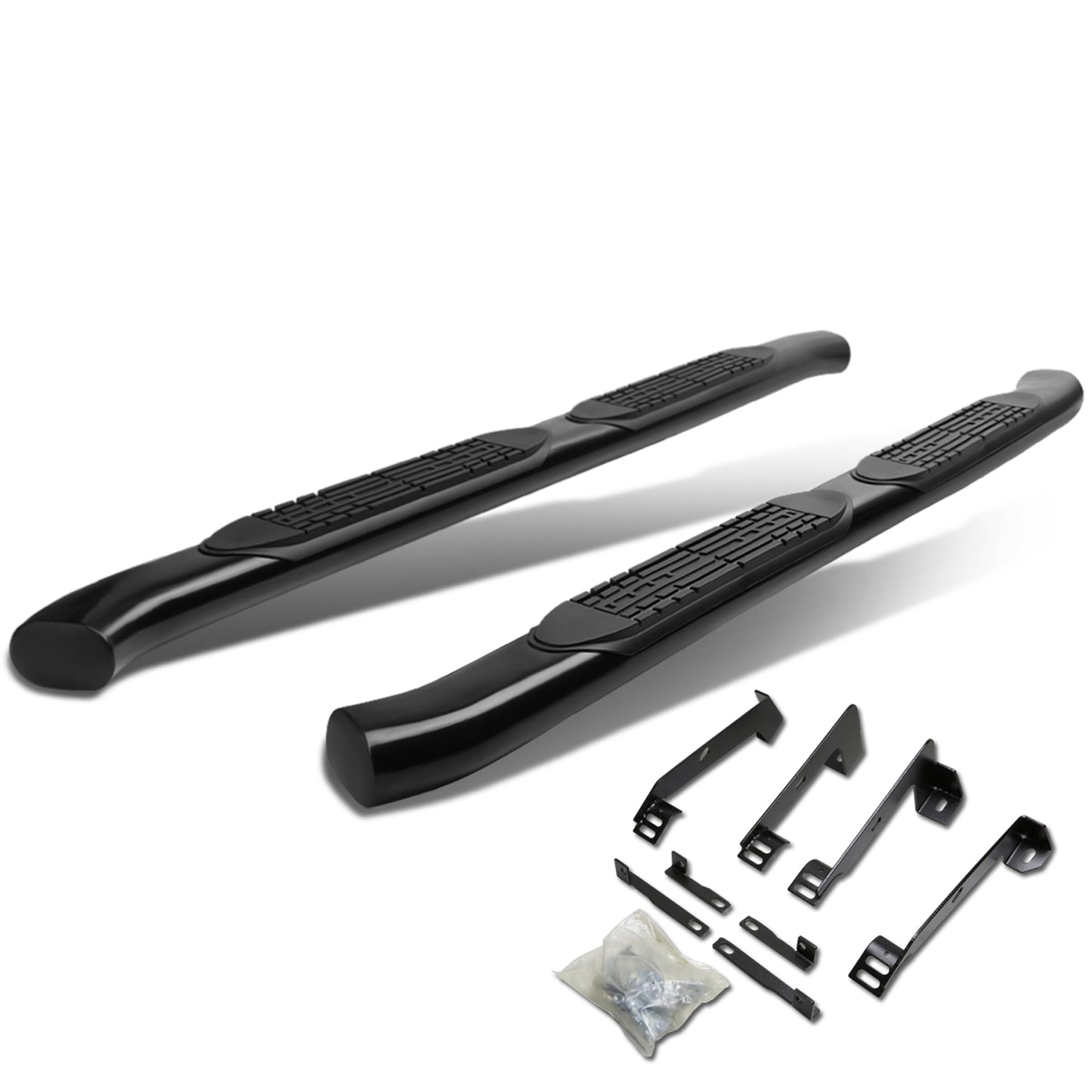 ESTRIBOS 4" - OVAL - 45 DEG - 02-08 DODGE RAM 1500 / 03-09 RAM 2500, 3500 - QUAD CAB - BLACK