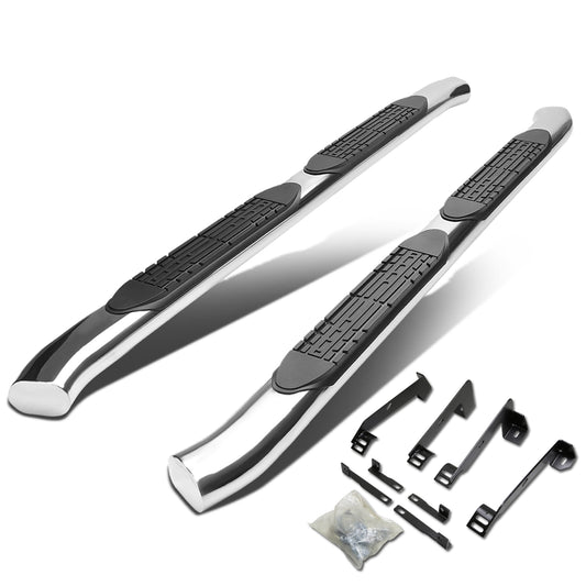 ESTRIBOS 4" - OVAL - 45 DEG - 02-08 DODGE RAM 1500 / 03-09 RAM 2500, 3500 - QUAD CAB - SILVER