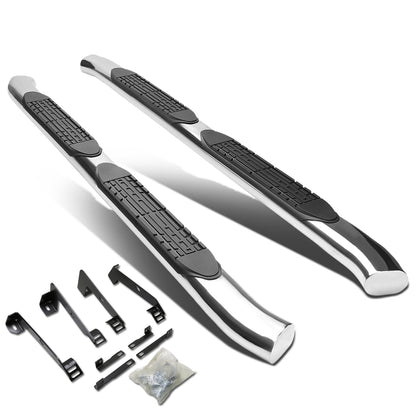 ESTRIBOS 4" - OVAL - 45 DEG - 02-08 DODGE RAM 1500 / 03-09 RAM 2500, 3500 - QUAD CAB - SILVER