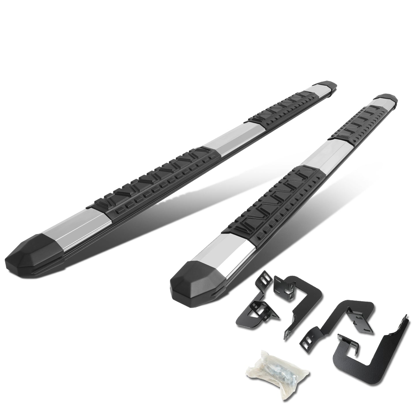 ESTRIBOS 5" - EXTRUDED STEP BOARD - STRAIGHT - 04-14 FORD F-150 - CREW CAB - METALLIC / BLACK