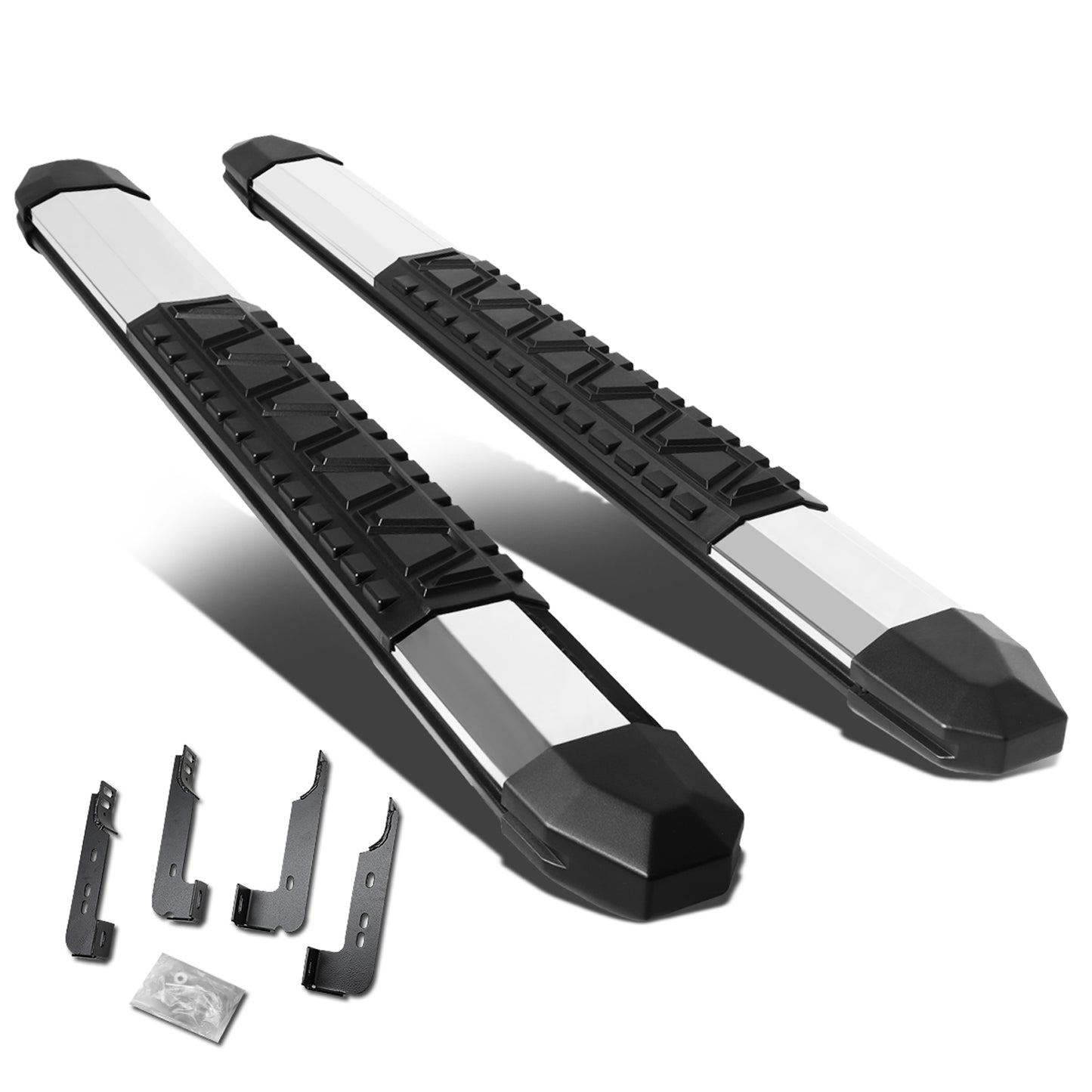ESTRIBOS 5" - EXTRUDED STEP BOARD - STRAIGHT - 07-18 CHEVY SILVERADO 1500, GMC SIERRA 1500 / 07-19 CHEVY SILVERADO 2500HD, 3500HD, GMC SIERRA 2500HD, 3500HD - STANDARD CAB - METALLIC / BLACK