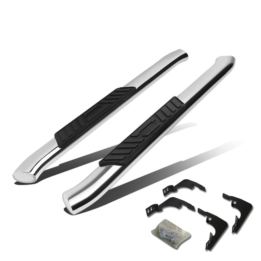 ESTRIBOS 5" - OVAL - 45 DEG - 99-16 CHEVY SILVERADO 1500, GMC SIERRA 1500 - REGULAR CAB - SILVER