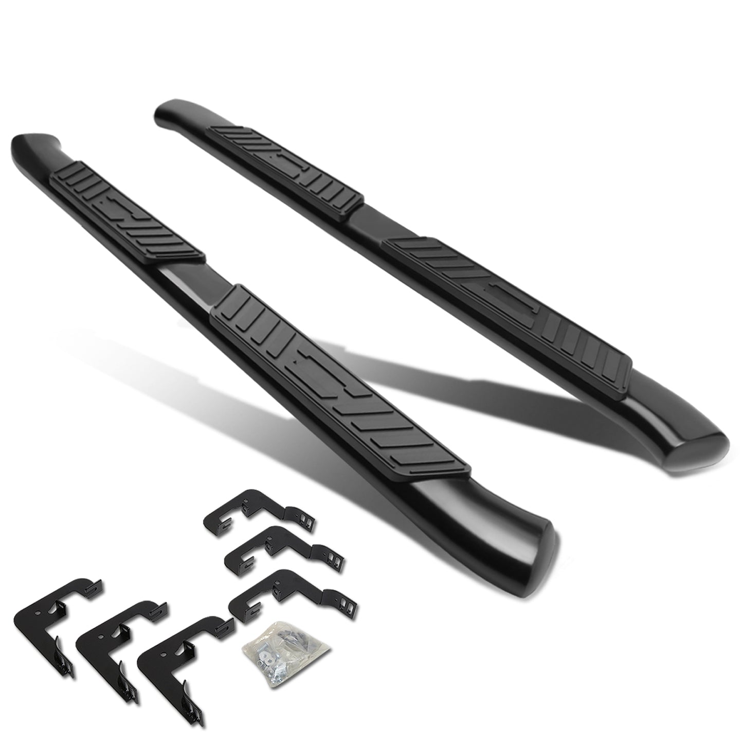 ESTRIBOS 5" - OVAL - 45 DEG - 07-19 CHEVY SILVERADO 1500, GMC SIERRA 1500 / 07-19 GMC SIERRA 2500HD 3500HD - EXTENDED CABS ONLY - BLACK