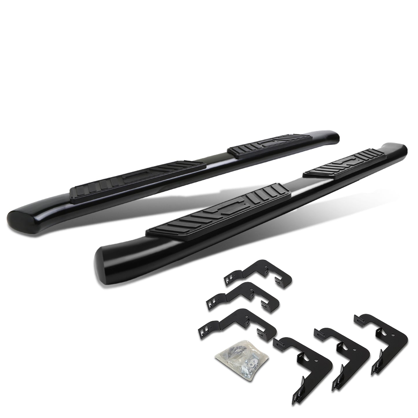 ESTRIBOS 5" - OVAL - 45 DEG - 07-19 CHEVY SILVERADO 1500, GMC SIERRA 1500 / 07-19 GMC SIERRA 2500HD 3500HD - EXTENDED CABS ONLY - BLACK