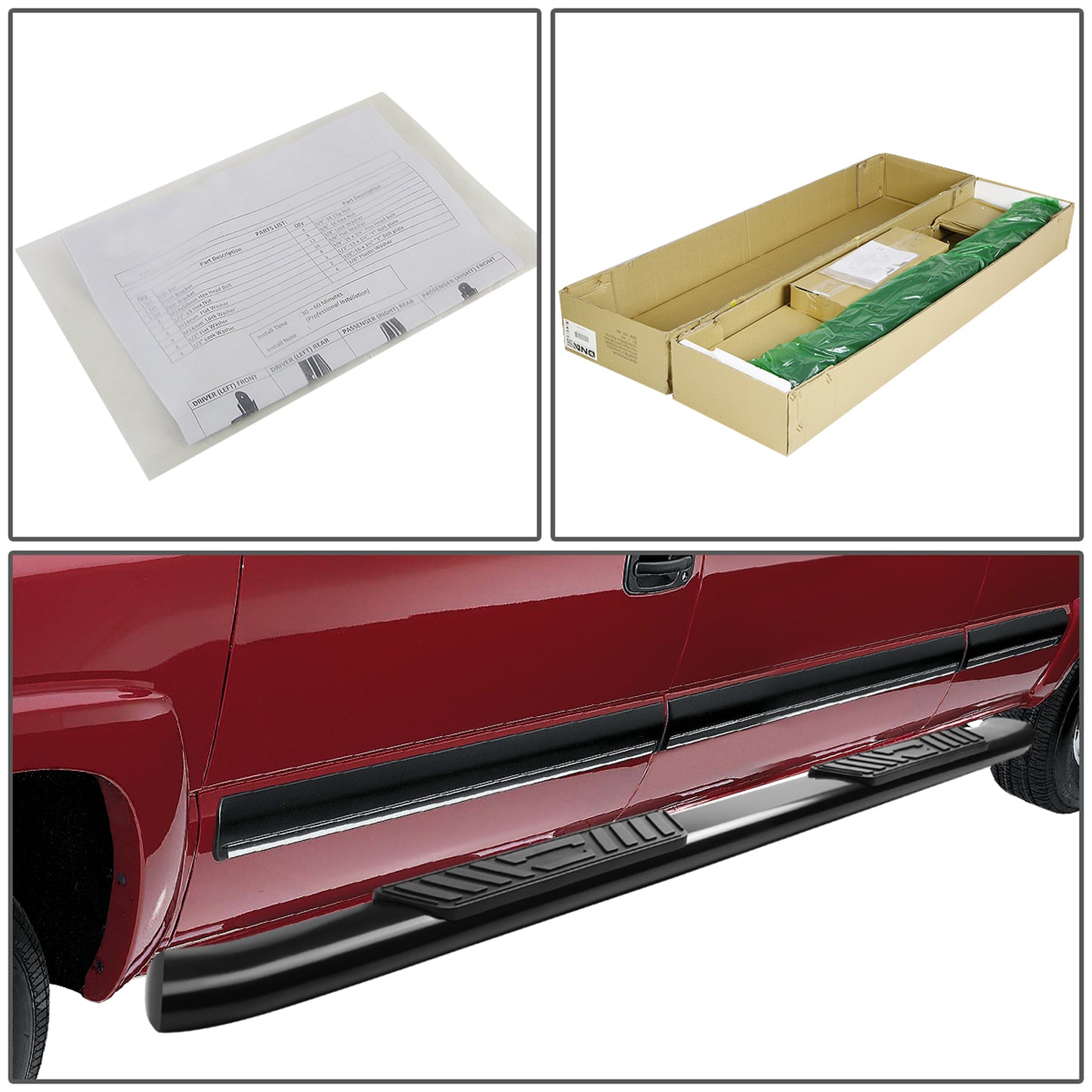 ESTRIBOS 5" - OVAL - 45 DEG - 07-19 CHEVY SILVERADO 1500, GMC SIERRA 1500 / 07-19 GMC SIERRA 2500HD 3500HD - EXTENDED CABS ONLY - BLACK