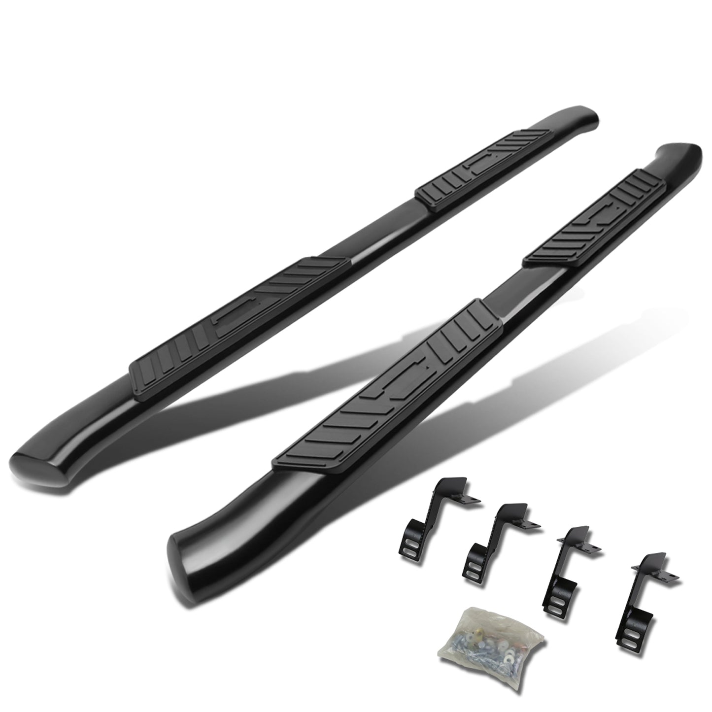 ESTRIBOS 5" - OVAL - 45 DEG - 99-16 FORD F-250, F-350 SUPER DUTY - SUPER CAB - BLACK