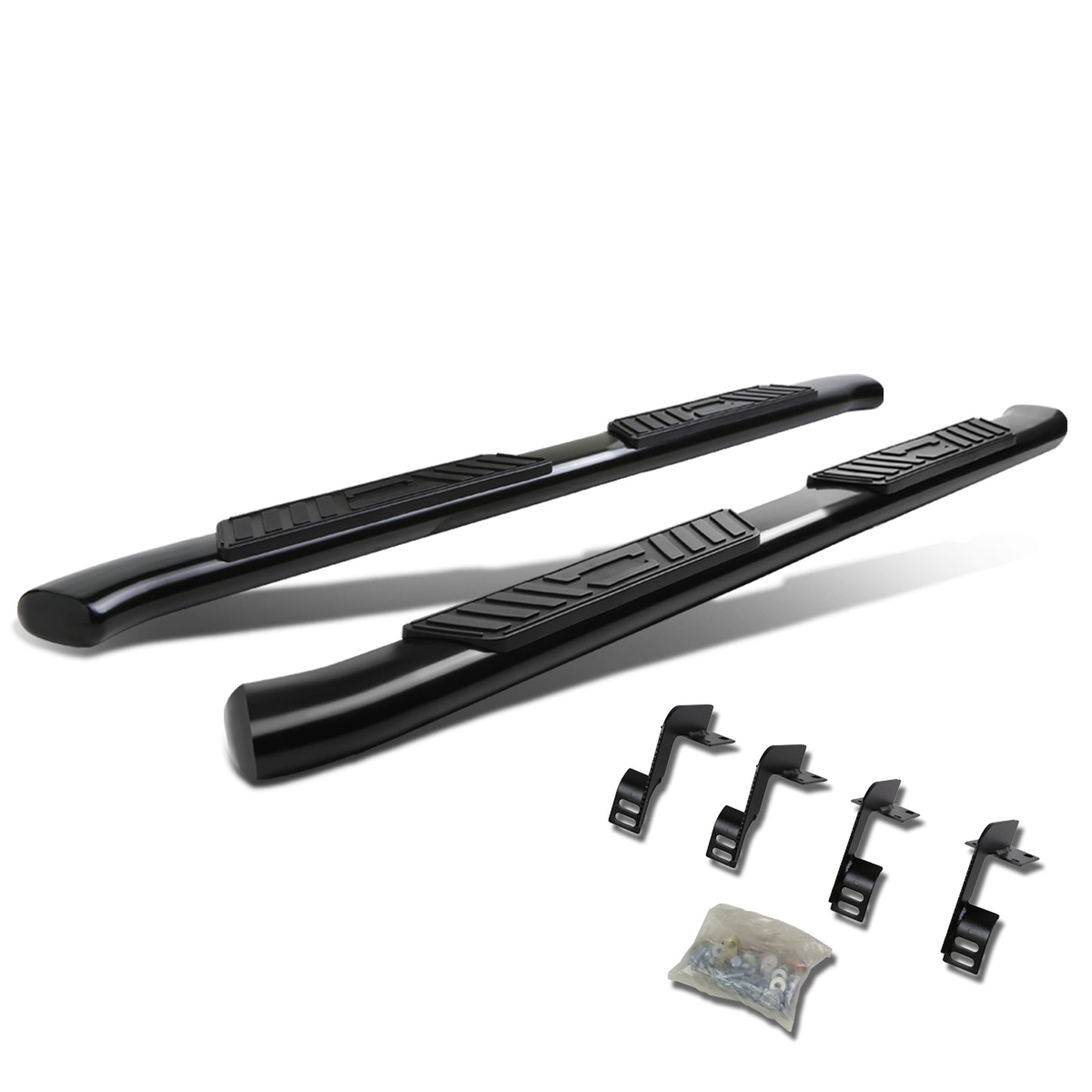 ESTRIBOS 5" - OVAL - 45 DEG - 99-16 FORD F-250, F-350 SUPER DUTY - SUPER CAB - BLACK