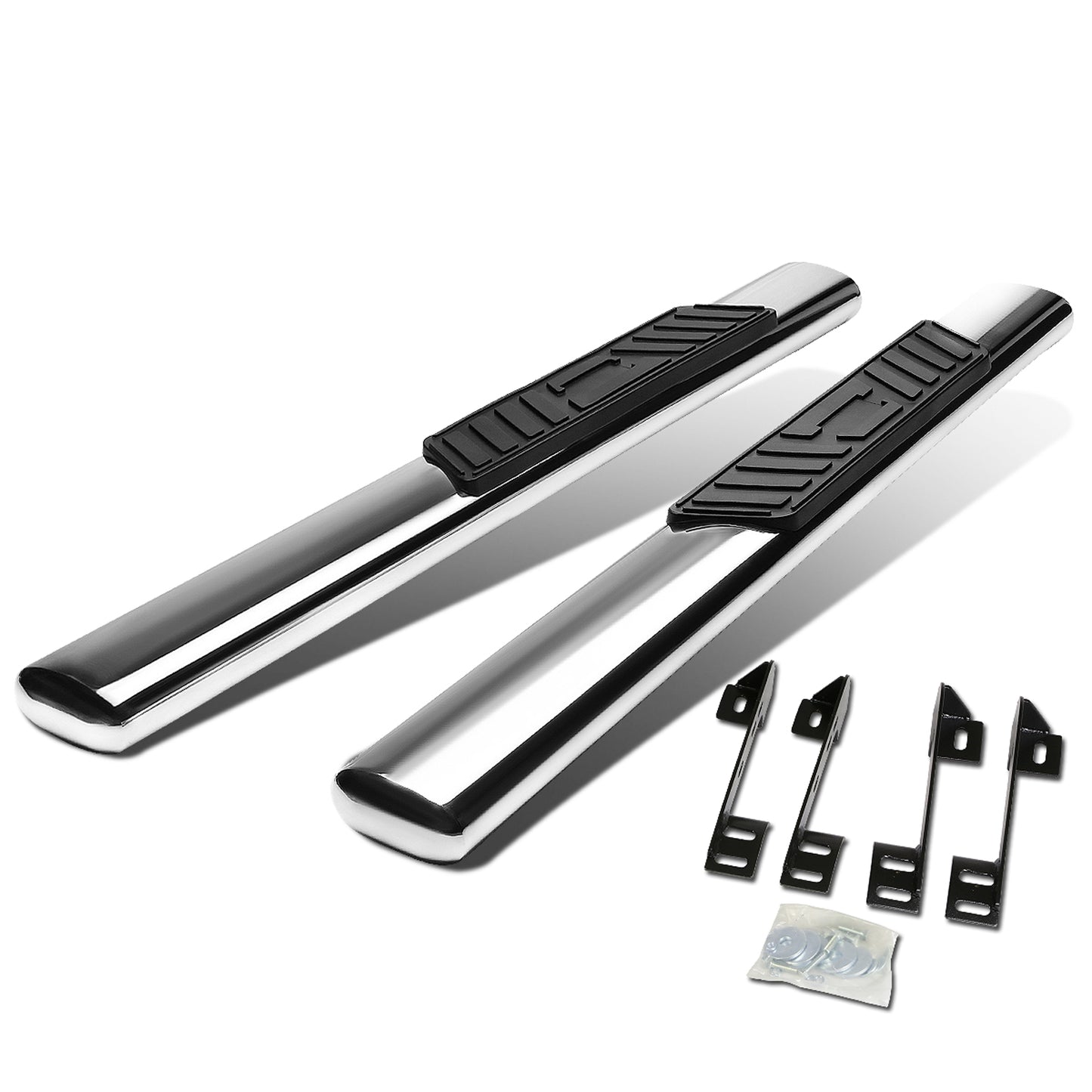 ESTRIBOS 5" - OVAL - STRAIGHT - 99-16 CHEVY SILVERADO 1500, 2500, 3500, GMC SIERRA 1500, 2500, 3500 - REGULAR CAB - SILVER