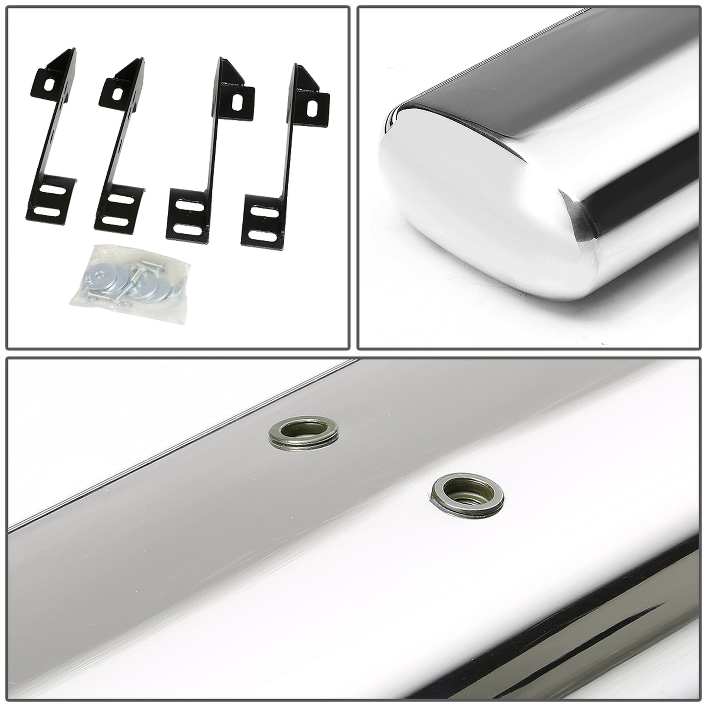 ESTRIBOS 5" - OVAL - STRAIGHT - 99-16 CHEVY SILVERADO 1500, 2500, 3500, GMC SIERRA 1500, 2500, 3500 - REGULAR CAB - SILVER