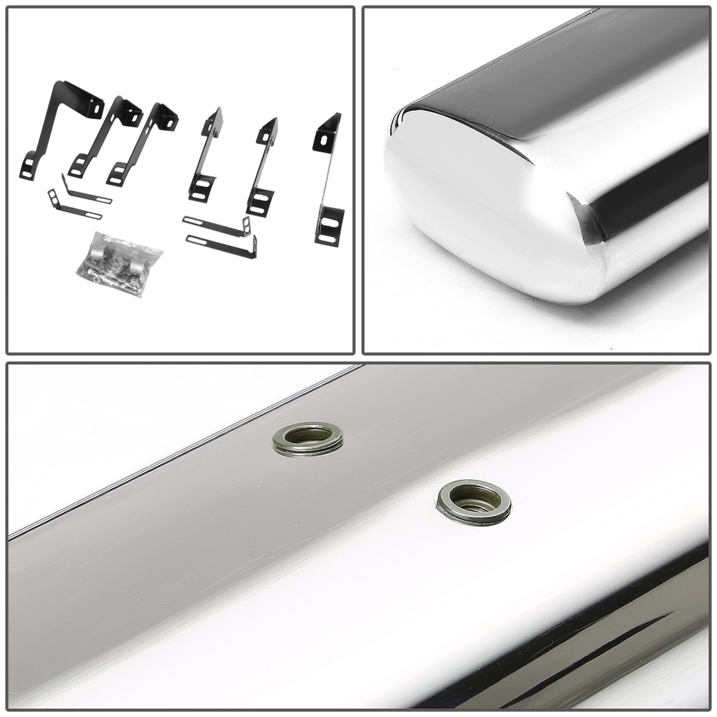 ESTRIBOS 5" - OVAL - STRAIGHT - 99-16 CHEVY SILVERADO 1500, 2500, 3500, GMC SIERRA 1500, 2500, 3500 - EXTENDED CAB - SILVER