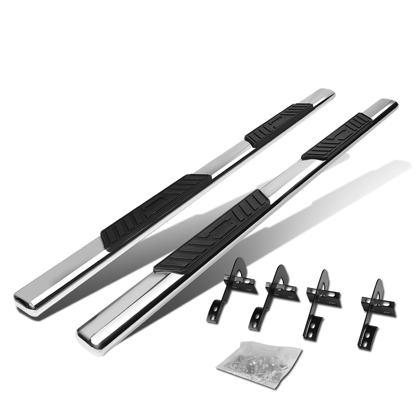 ESTRIBOS 5" - OVAL - STRAIGHT - 04-08 FORD F-150 - SUPER CAB - SILVER