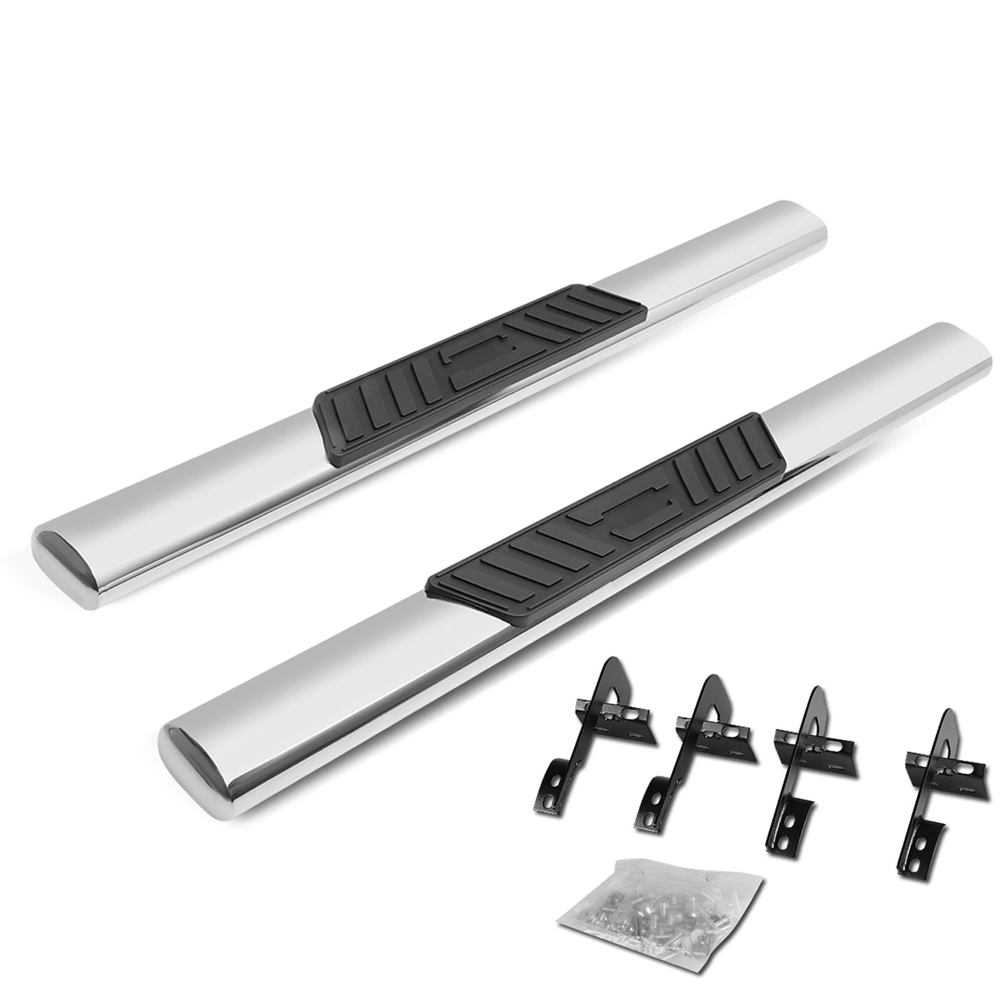 ESTRIBOS 5" - OVAL - STRAIGHT - 15-18 FORD F-150 - REGULAR CAB - SILVER