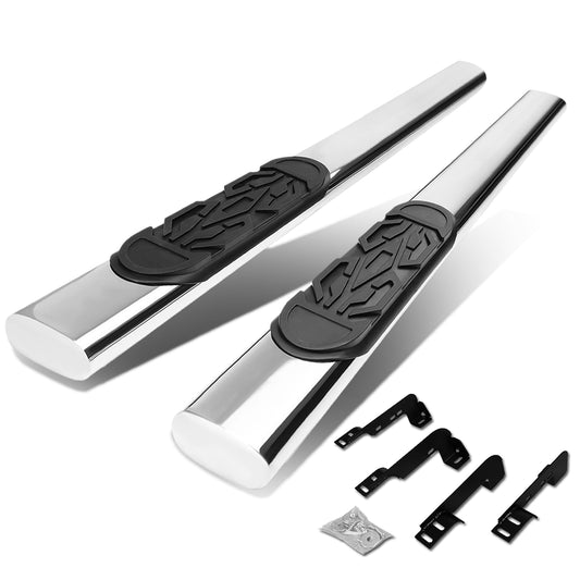 ESTRIBOS 6" - OVAL - STRAIGHT - 99-16 CHEVY SILVERADO 1500, GMC SIERRA 1500 - REGULAR CAB - SILVER