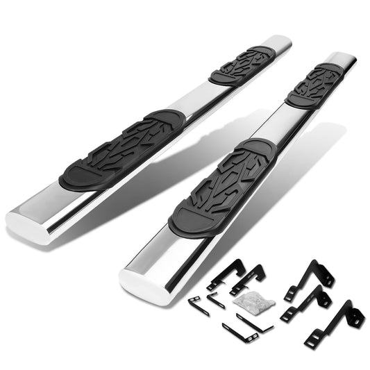 ESTRIBOS 6" - OVAL - STRAIGHT - 99-16 CHEVY SILVERADO 1500, GMC SIERRA 1500 - CREW CAB - SILVER