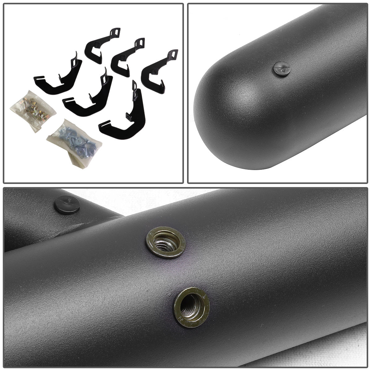 ESTRIBOS 3" - ROUND - EXTENDED - 07-17 CHEVY SILVERADO 1500, GMC SIERRA 1500 / 07-19 CHEVY SILVERADO 2500HD, 3500HD, GMC SIERRA 2500HD, 3500HD - CREW CAB - MATTE BLACK