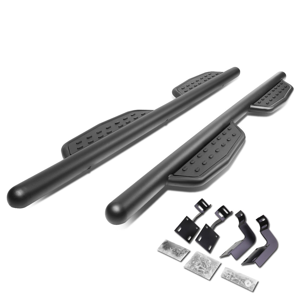 ESTRIBOS 3" - ROUND - EXTENDED - 99-16 FORD F-250, F-350 - CREW CAB - MATTE BLACK