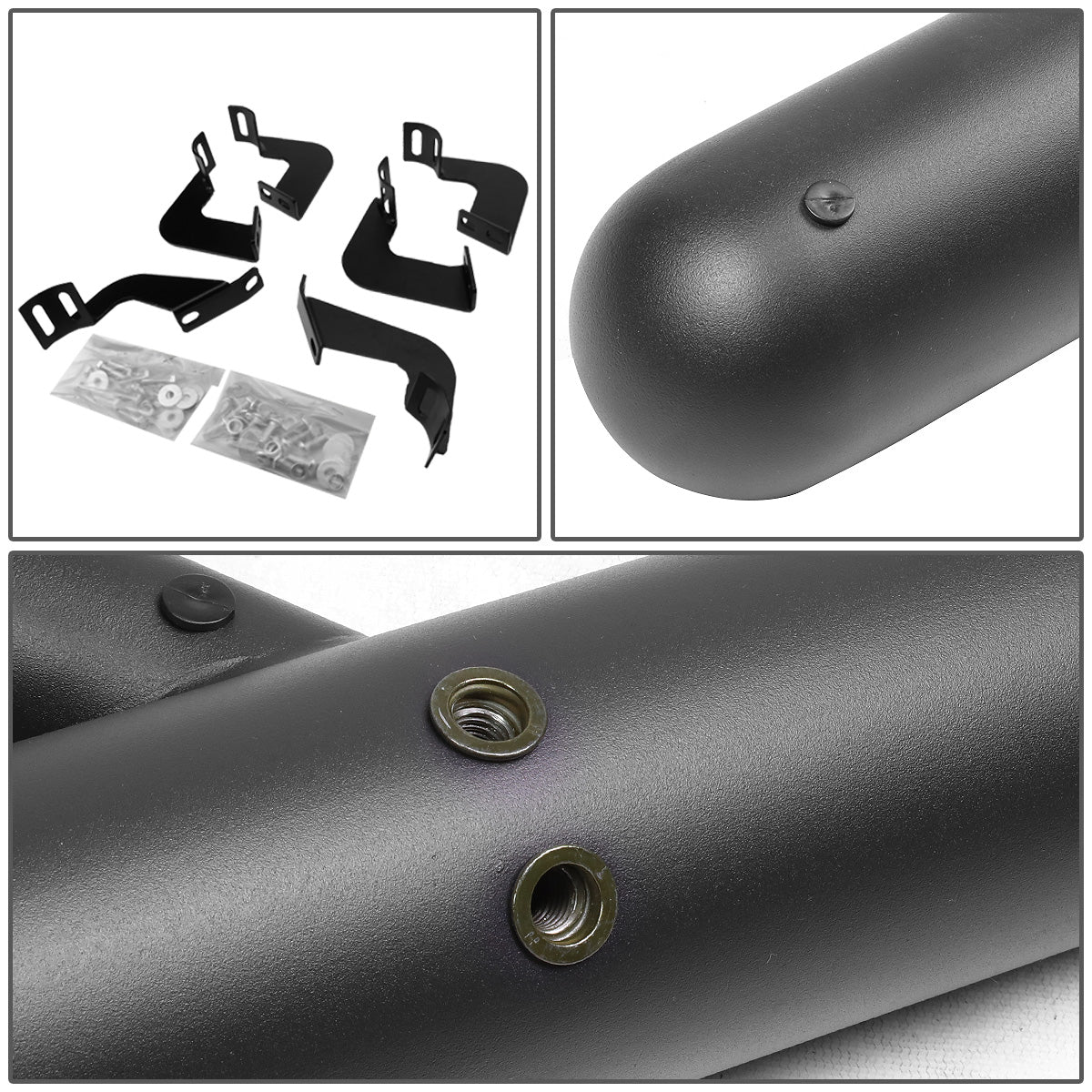 ESTRIBOS 3" ROUND - EXTENDED - 07-17 TOYOTA TACOMA - CREWMAX CAB - MATTE BLACK