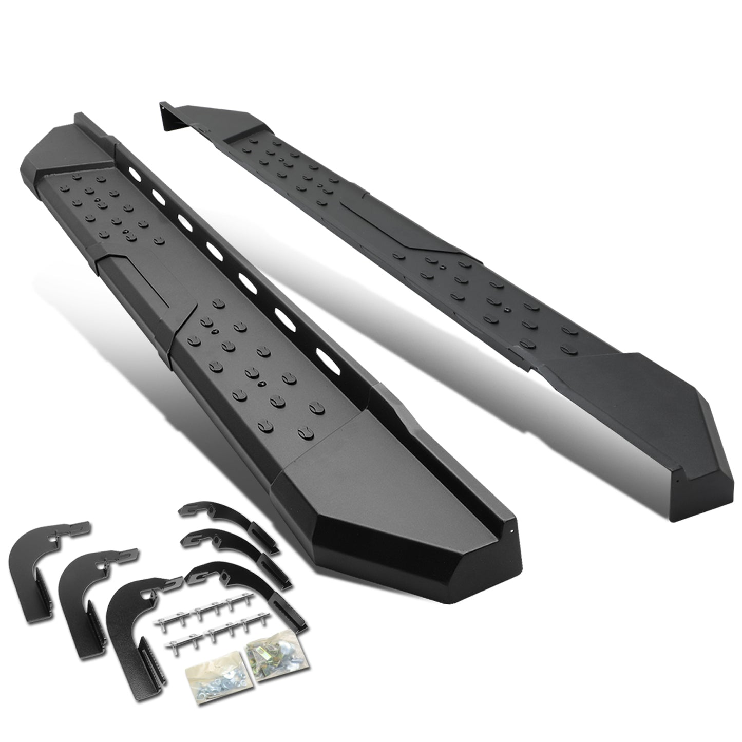 ESTRIBOS 5.5" - STRAIGHT - W/ MOUNTING BRACKETS - 15-24 CHEVY COLORADO, GMC CANYON - EXTENDED CAB - BLACK