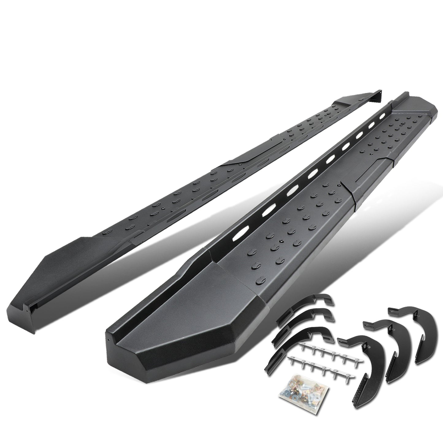 ESTRIBOS 5.5" - STRAIGHT - W/ MOUNTING BRACKETS - 07-17 CHEVY SILVERADO 1500, 2500HD, 3500HD / 07-17 GMC SIERRA 1500, 2500HD, 3500HD - EXTENDED CAB - BLACK