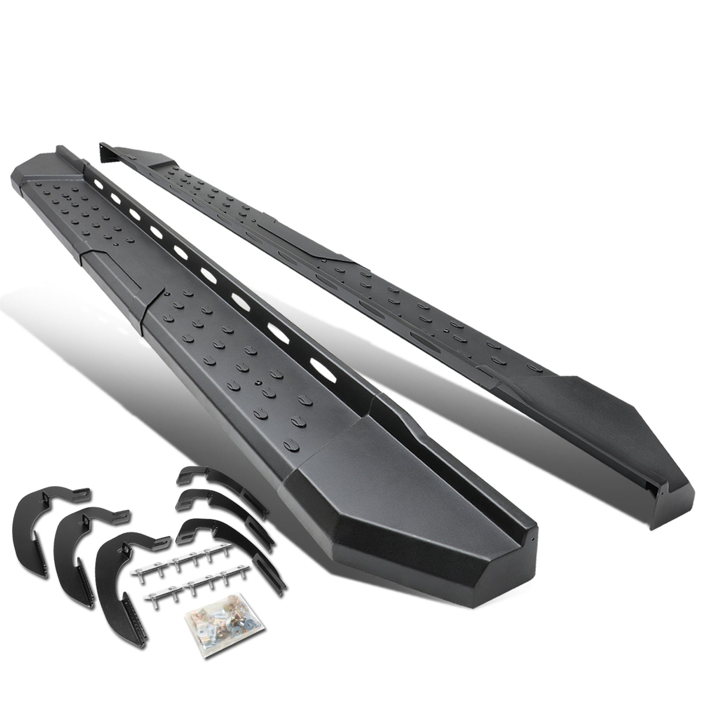 ESTRIBOS 5.5" - STRAIGHT - W/ MOUNTING BRACKETS - 07-17 CHEVY SILVERADO 1500, 2500HD, 3500HD / 07-17 GMC SIERRA 1500, 2500HD, 3500HD - EXTENDED CAB - BLACK