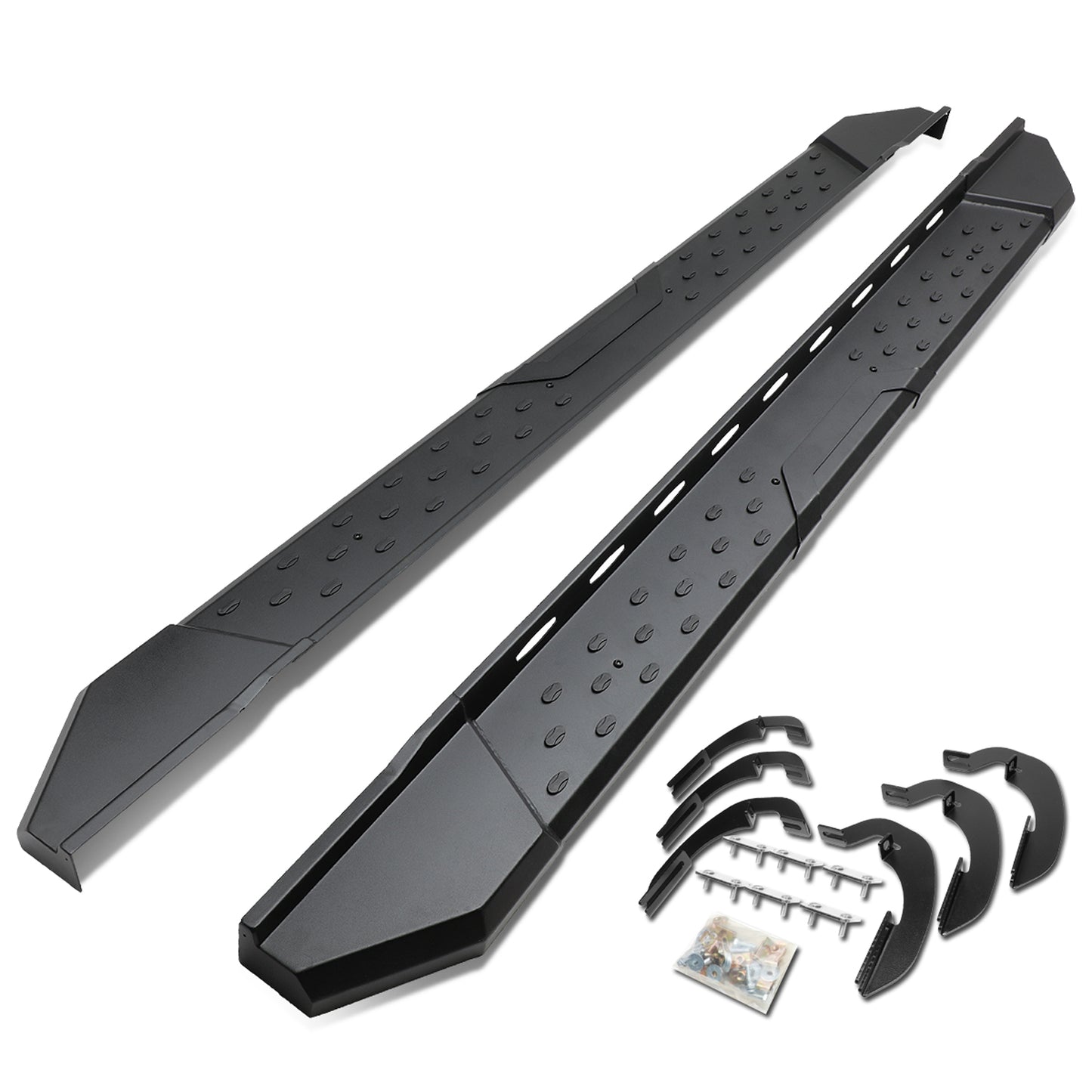 ESTRIBOS 5.5" - STRAIGHT - W/ MOUNTING BRACKETS - 07-17 CHEVY SILVERADO 1500, 2500HD, 3500HD / 07-17 GMC SIERRA 1500, 2500HD, 3500HD - EXTENDED CAB - BLACK