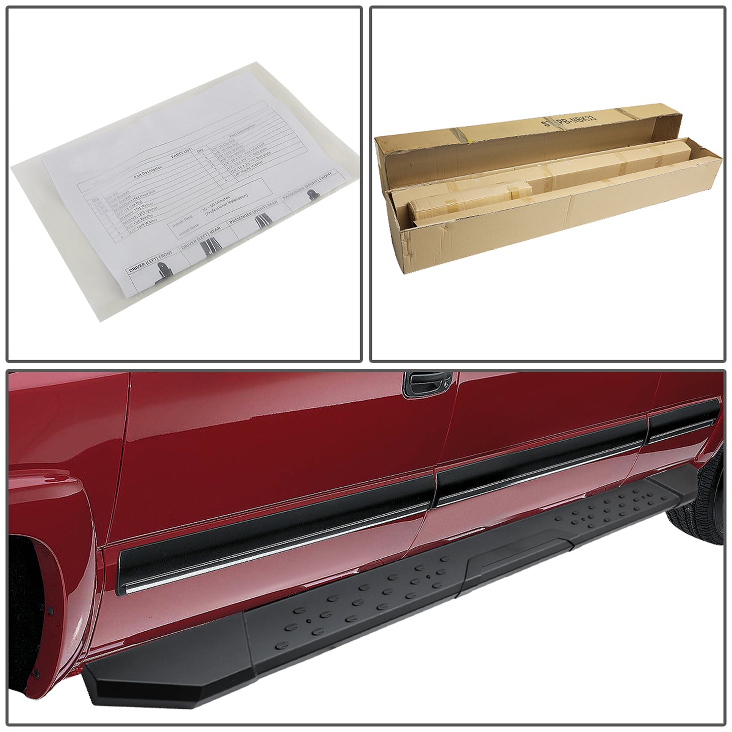 ESTRIBOS 5.5" - STRAIGHT - W/ MOUNTING BRACKETS - 07-17 CHEVY SILVERADO 1500, 2500HD, 3500HD / 07-17 GMC SIERRA 1500, 2500HD, 3500HD - EXTENDED CAB - BLACK