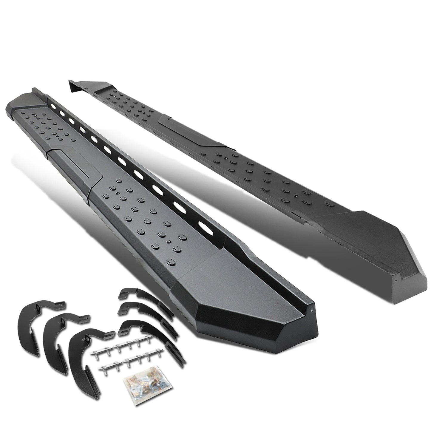 ESTRIBOS 5.5" - STRAIGHT - W/ MOUNTING BRACKETS - 07-17 CHEVY SILVERADO 1500, 2500HD, 3500HD / 07-17 GMC SIERRA 1500, 2500HD, 3500HD - CREW CAB - BLACK