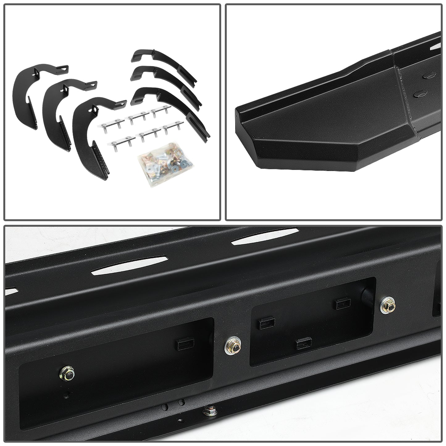 ESTRIBOS 5.5" - STRAIGHT - W/ MOUNTING BRACKETS - 07-17 CHEVY SILVERADO 1500, 2500HD, 3500HD / 07-17 GMC SIERRA 1500, 2500HD, 3500HD - CREW CAB - BLACK