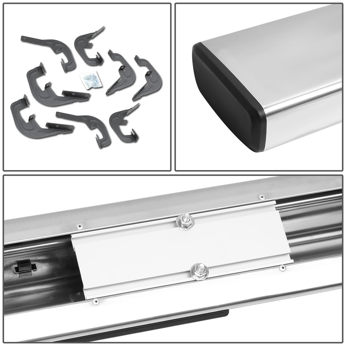 ESTRIBOS 6" - STRAIGHT - 07-18 CHEVY SILVERADO 1500, GMC SIERRA 1500 / 07-19 CHEVY SILVERADO 2500HD, 3500HD, GMC SIERRA 2500HD, 3500HD - DOES NOT FIT DIESEL MODELS EQUIPPED WITH DEF TANK - CREW CAB - SILVER