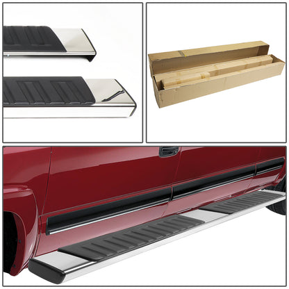 ESTRIBOS 6" - STRAIGHT - 07-18 CHEVY SILVERADO 1500, GMC SIERRA 1500 / 07-19 CHEVY SILVERADO 2500HD, 3500HD, GMC SIERRA 2500HD, 3500HD - DOES NOT FIT DIESEL MODELS EQUIPPED WITH DEF TANK - CREW CAB - SILVER