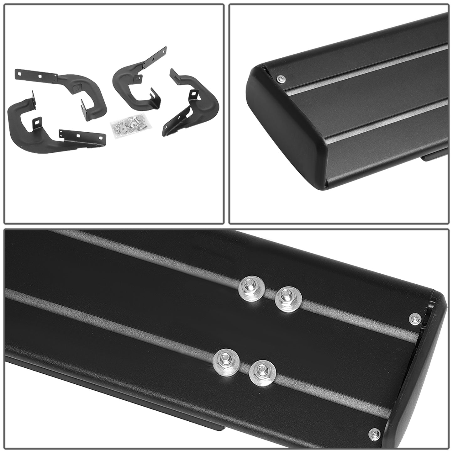 ESTRIBOS 6" - STRAIGHT - ALUMINUM - 07-18 CHEVY SILVERADO 1500, GMC SIERRA 1500 / 07-19 CHEVY SILVERADO 2500HD, 3500HD, GMC SIERRA 2500HD, 3500HD - STANDARD CAB - BLACK