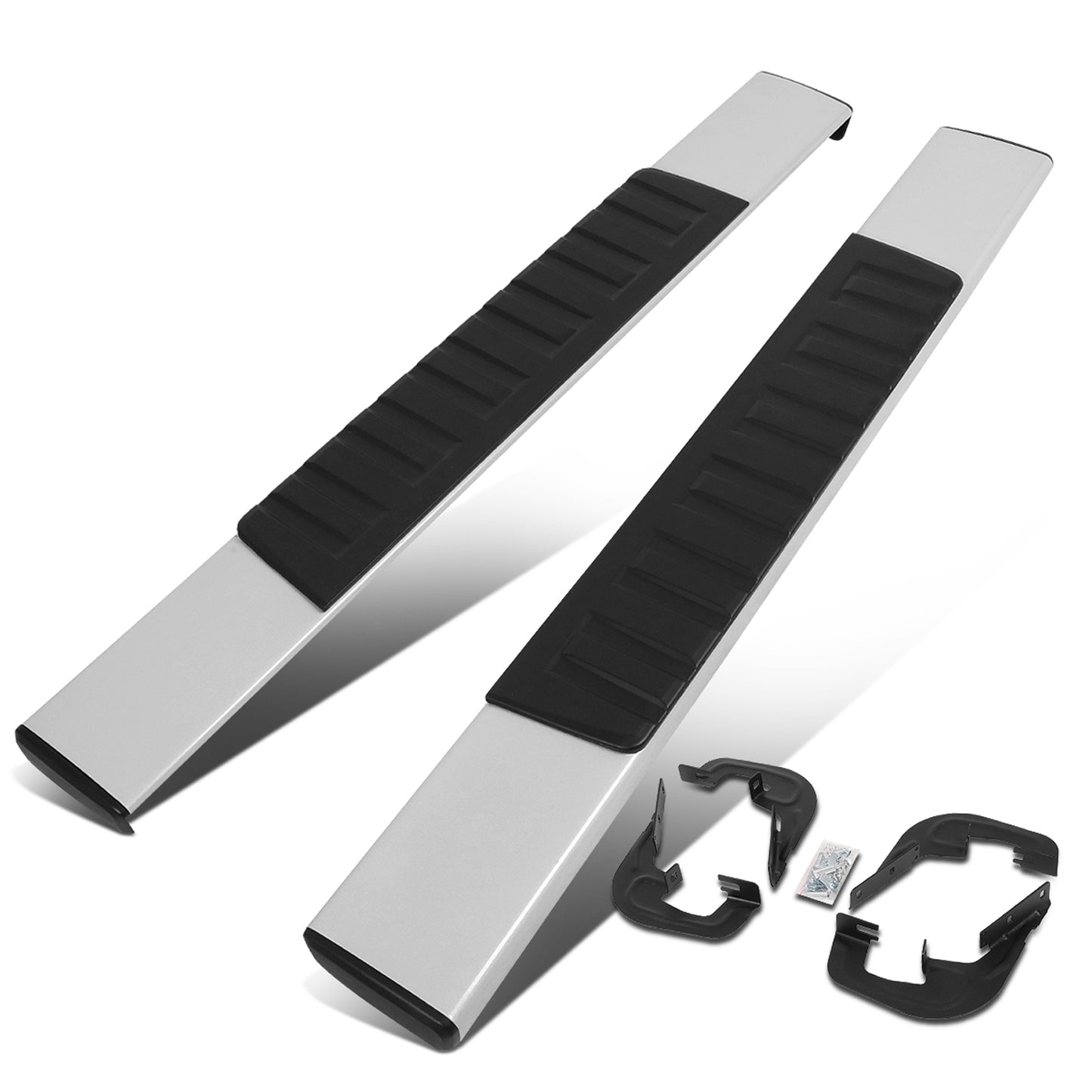 ESTRIBOS 6" - STRAIGHT - ALUMINUM - 07-18 CHEVY SILVERADO 1500, GMC SIERRA 1500 / 07-19 CHEVY SILVERADO 2500HD, 3500HD, GMC SIERRA 2500HD, 3500HD - STANDARD CAB - SILVER