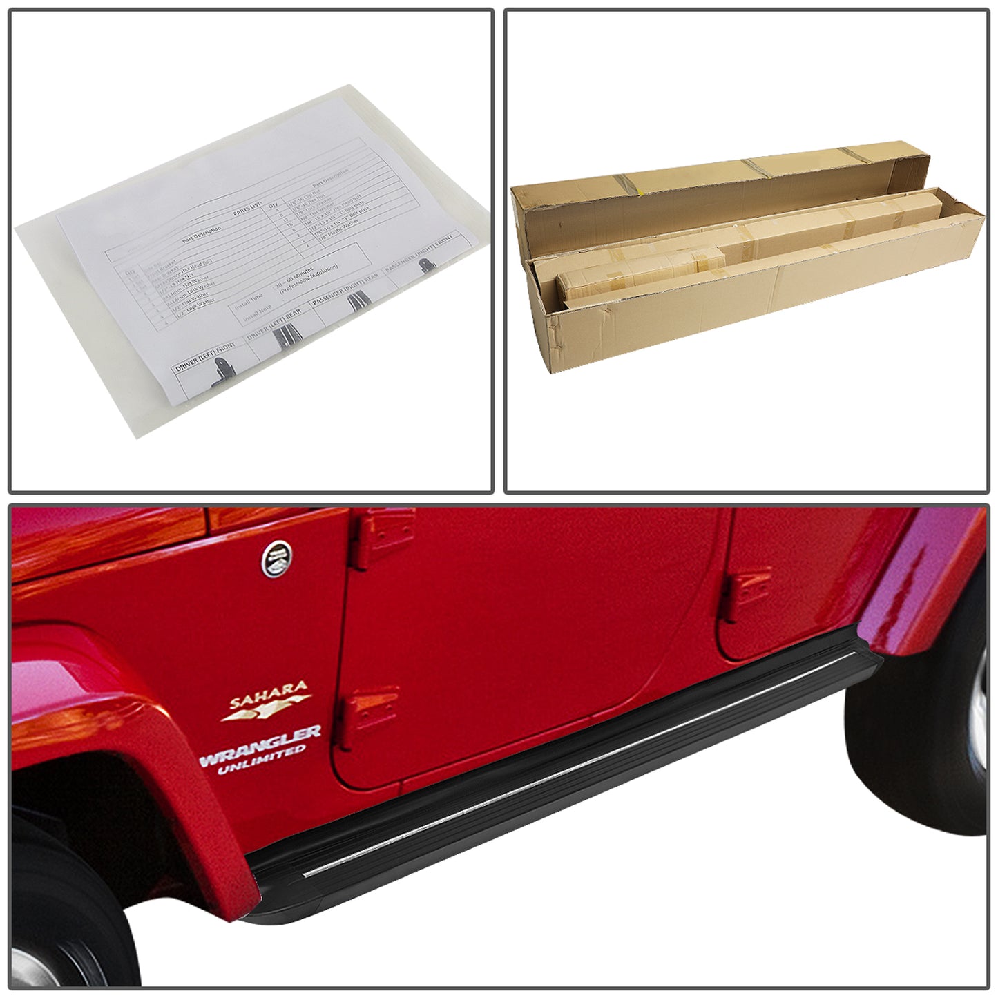 ESTRIBOS 4.5" - FLAT BOARD - 07-18 JEEP WRANGLER JK 4-DR - BLACK