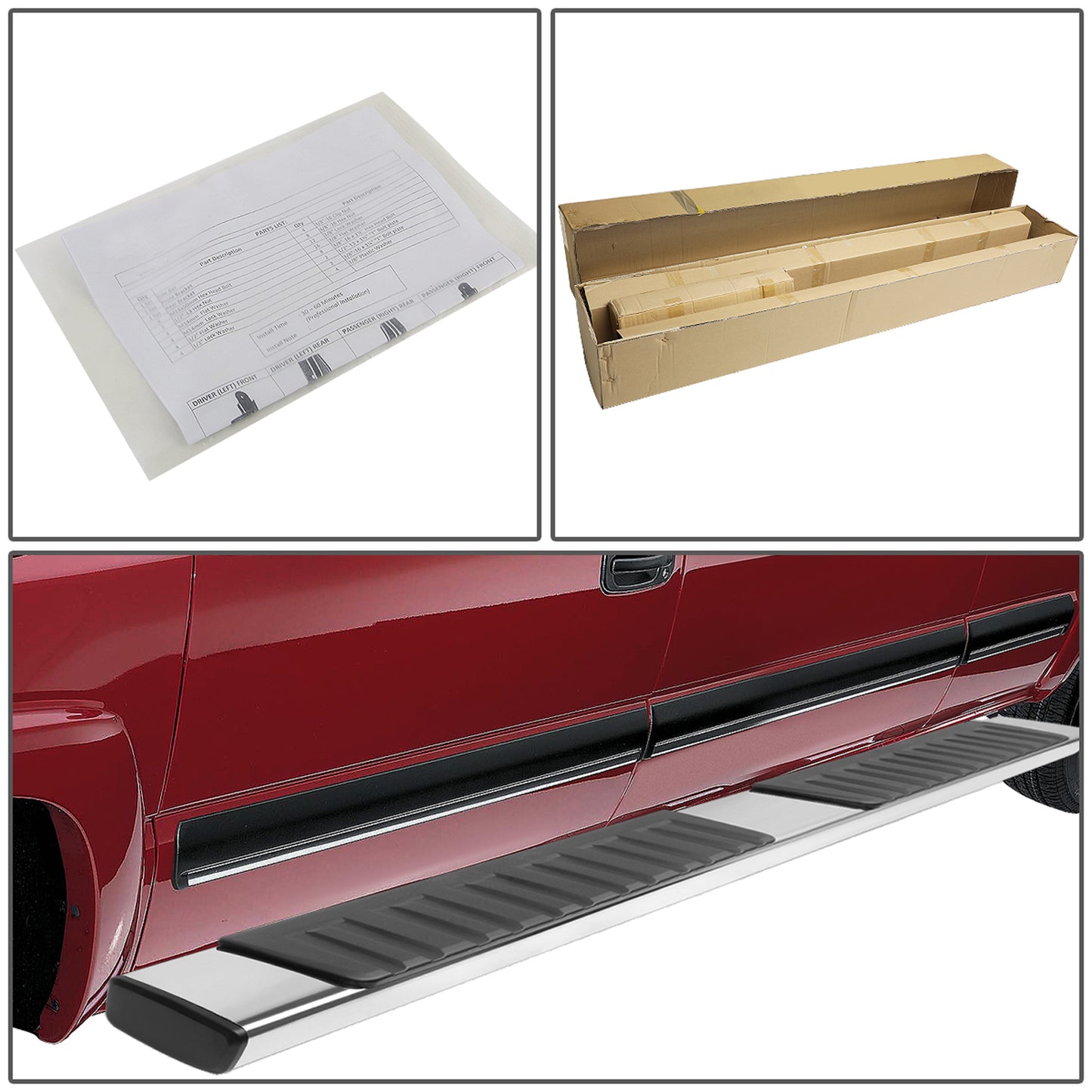 ESTRIBOS 6" - FLAT BOARD - 07-21 TOYOTA TUNDRA - CREW MAX - CHROME / BLACK