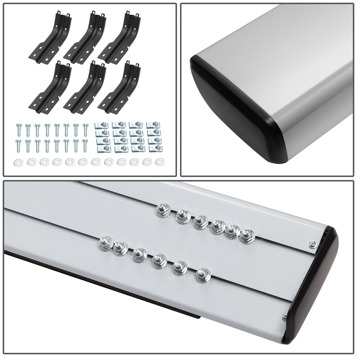 ESTRIBOS 6" - FLAT BOARD - 99-16 FORD F-250, F-350, F-450, F-550 SUPER DUTY - EXTENDED CAB - CHROME / BLACK