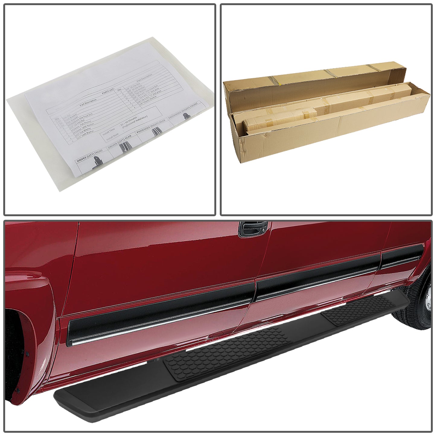 ESTRIBOS 5.5" - FLAT BOARD - 09-18 DODGE RAM 1500 / 11-20 DODGE RAM 2500, 3500 / 2019 DODGE RAM 1500 CLASSIC - CREW CAB - BLACK