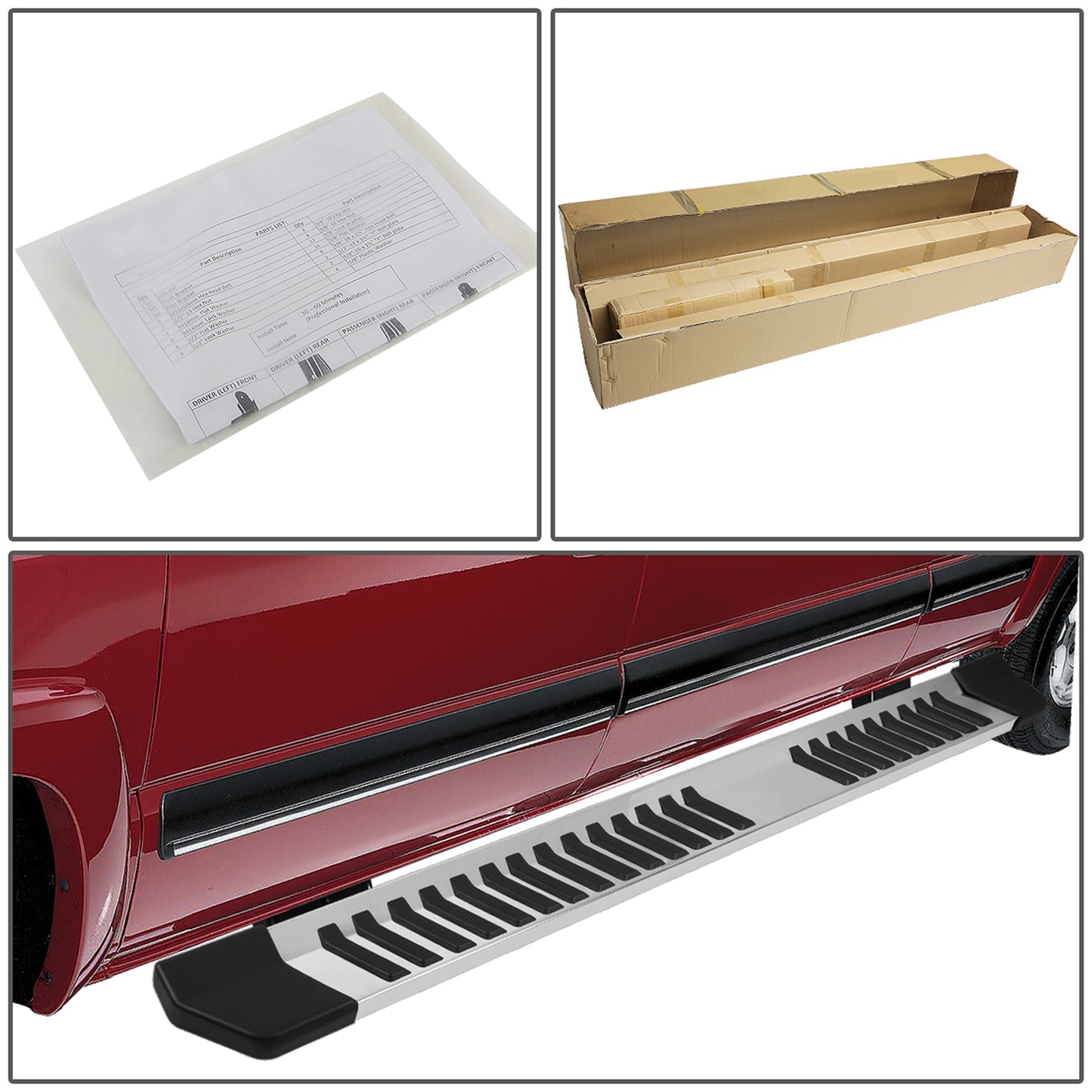 ESTRIBOS 6" - 99-16 FORD F-250, F-350, F-450, F-550 SUPER DUTY - EXTENDED CAB - SILVER