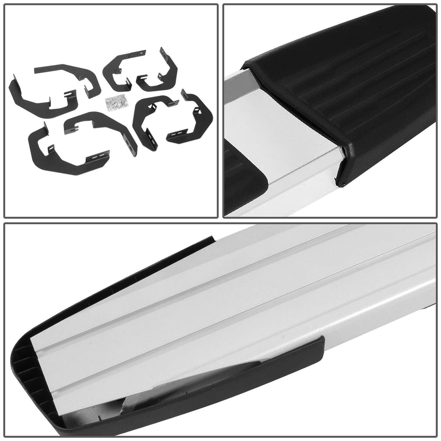 ESTRIBOS 6" - ALUMINUM - 07-18 CHEVY SILVERADO 1500, GMC SIERRA 1500 / 07-19 CHEVY SILVERADO 2500HD, SILVERADO 3500HD, GMC SIERRA 2500HD, SIERRA 3500HD - CREW CAB - CHROME / BLACK