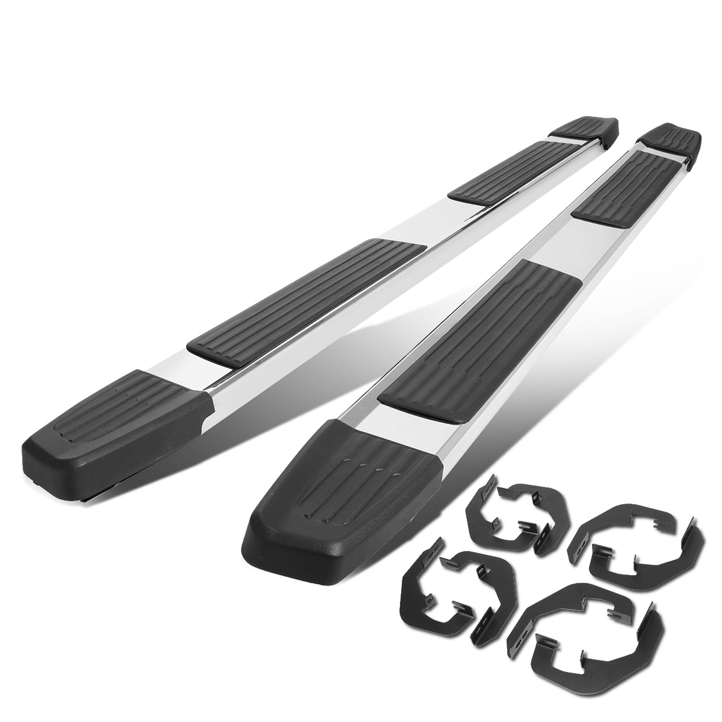 ESTRIBOS 6" - 07-18 CHEVY SILVERADO 1500, GMC SIERRA 1500 / 07-19 CHEVY SILVERADO 2500HD, SILVERADO 3500HD, GMC SIERRA 2500HD, SIERRA 3500HD - CREW CAB - CHROME / BLACK