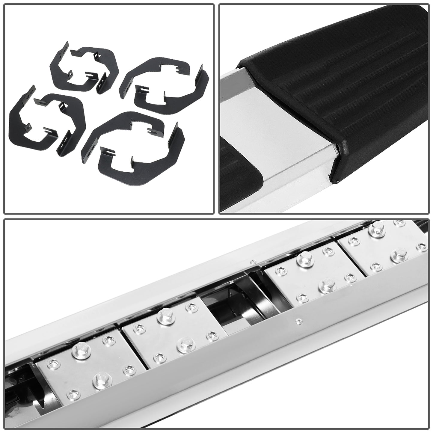 ESTRIBOS 6" - 07-18 CHEVY SILVERADO 1500, GMC SIERRA 1500 / 07-19 CHEVY SILVERADO 2500HD, SILVERADO 3500HD, GMC SIERRA 2500HD, SIERRA 3500HD - CREW CAB - CHROME / BLACK