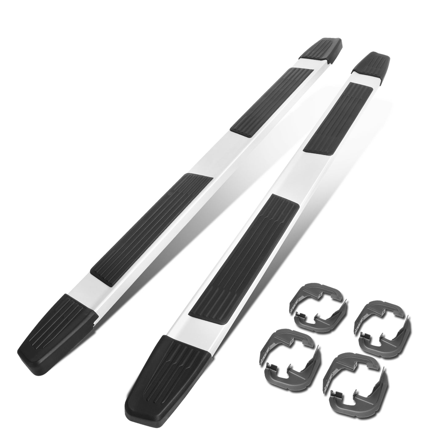 ESTRIBOS 6" - ALUMINUM - 19-20 CHEVY SILVERADO 1500, GMC SIERRA 1500 / 19-20 CHEVY SILVERADO 2500HD, 3500HD, GMC SIERRA 2500HD, SIERRA 3500HD - CREW CAB - CHROME / BLACK