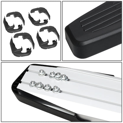 ESTRIBOS 6" - ALUMINUM - 19-20 CHEVY SILVERADO 1500, GMC SIERRA 1500 / 19-20 CHEVY SILVERADO 2500HD, 3500HD, GMC SIERRA 2500HD, SIERRA 3500HD - CREW CAB - CHROME / BLACK