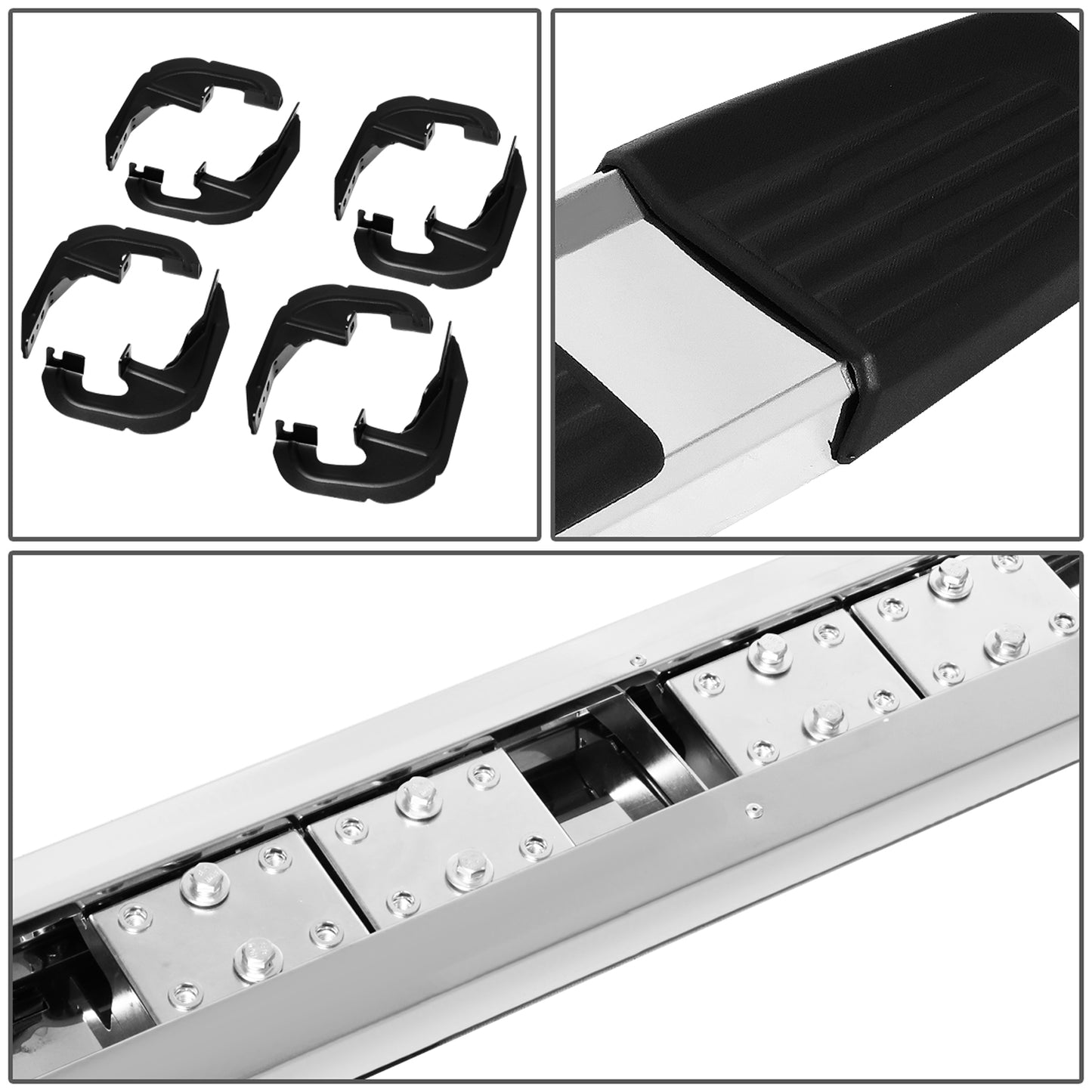 ESTRIBOS 6" - 19-20 CHEVY SILVERADO 1500, GMC SIERRA 1500 / 19-20 CHEVY SILVERADO 2500HD, 3500HD, GMC SIERRA 2500HD, SIERRA 3500HD - CREW CAB - CHROME / BLACK