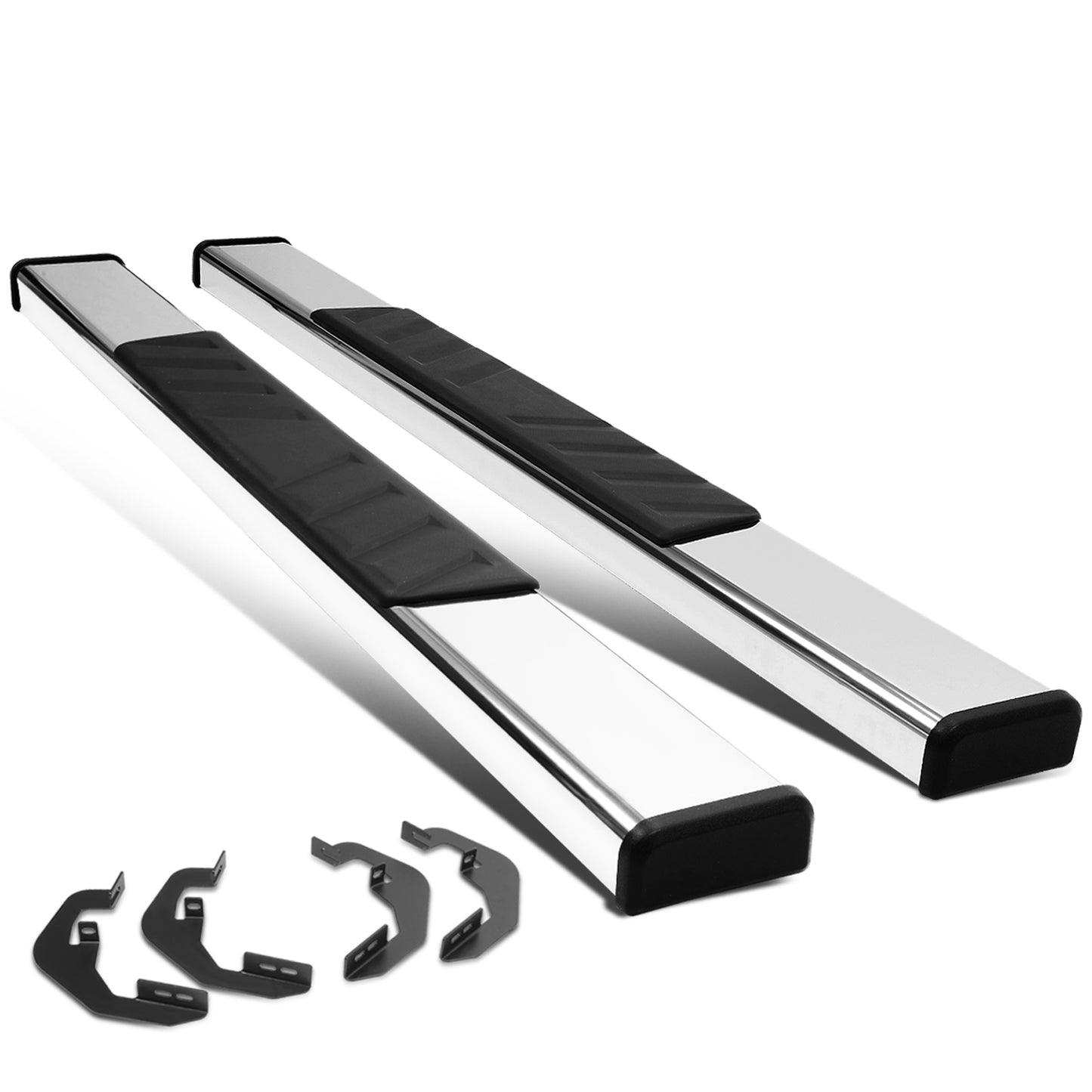 ESTRIBOS 4.75" - 07-18 CHEVY SILVERADO 1500, GMC SIERRA 1500 / 07-19 CHEVY SILVERADO 2500HD, SILVERADO 3500HD, GMC SIERRA 2500HD, SIERRA 3500HD - REGULAR CAB - CHROME / BLACK