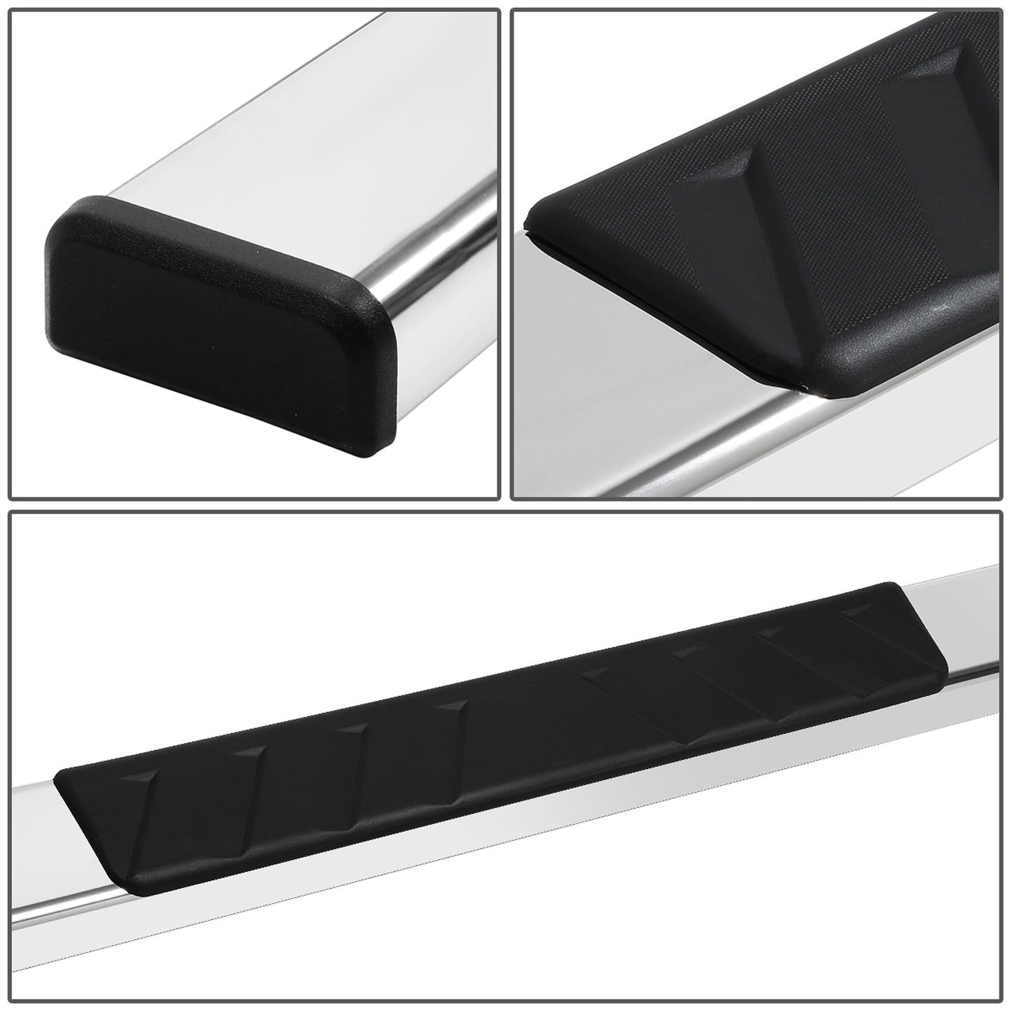 ESTRIBOS 4.75" - 07-18 CHEVY SILVERADO 1500, GMC SIERRA 1500 / 07-19 CHEVY SILVERADO 2500HD, SILVERADO 3500HD, GMC SIERRA 2500HD, SIERRA 3500HD - REGULAR CAB - CHROME / BLACK