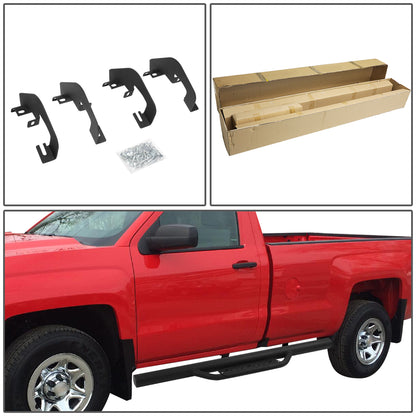 ESTRIBOS STEP DOWN - 07-18 CHEVY SILVERADO 1500, GMC SIERRA 1500 / 07-19 CHEVY SILVERADO 2500HD, SILVERADO 3500HD, GMC SIERRA 2500HD, SIERRA 3500HD - REGULAR CAB - MATTE BLACK